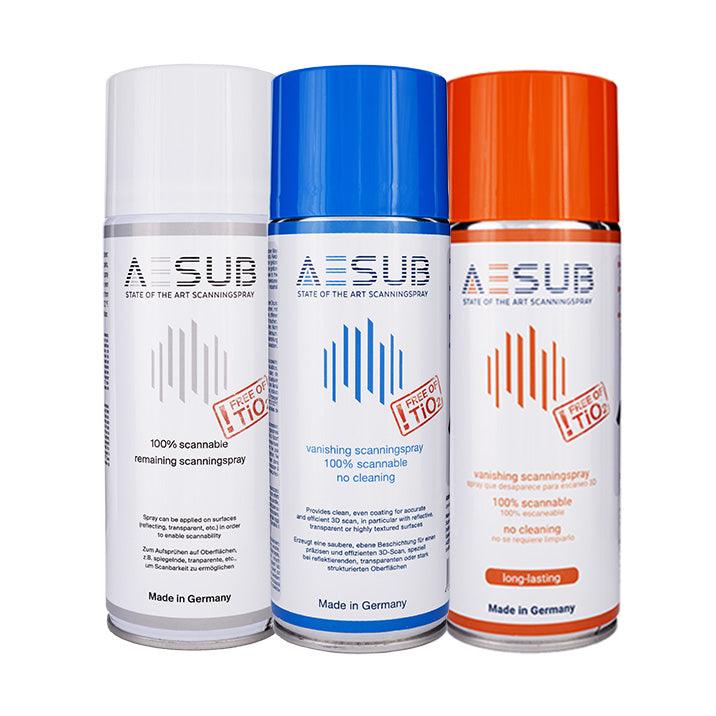 AESUB 3D Scanning Spray - AESUB Blue, Orange, White - 3 Can Pack