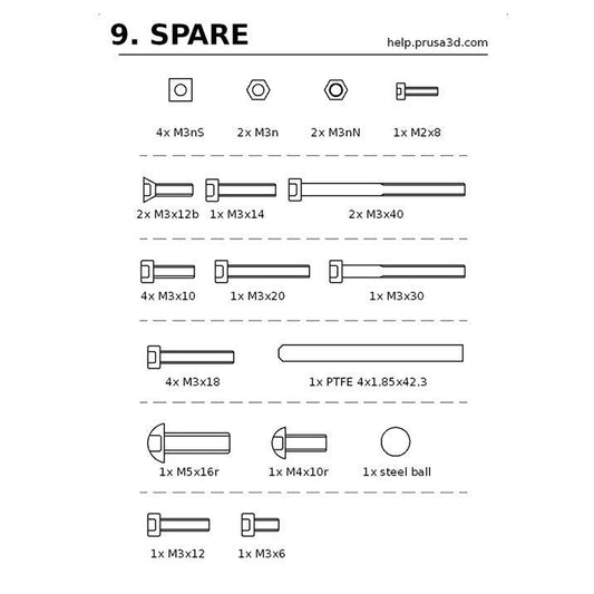 MK3S+ Fasteners (spare bag)