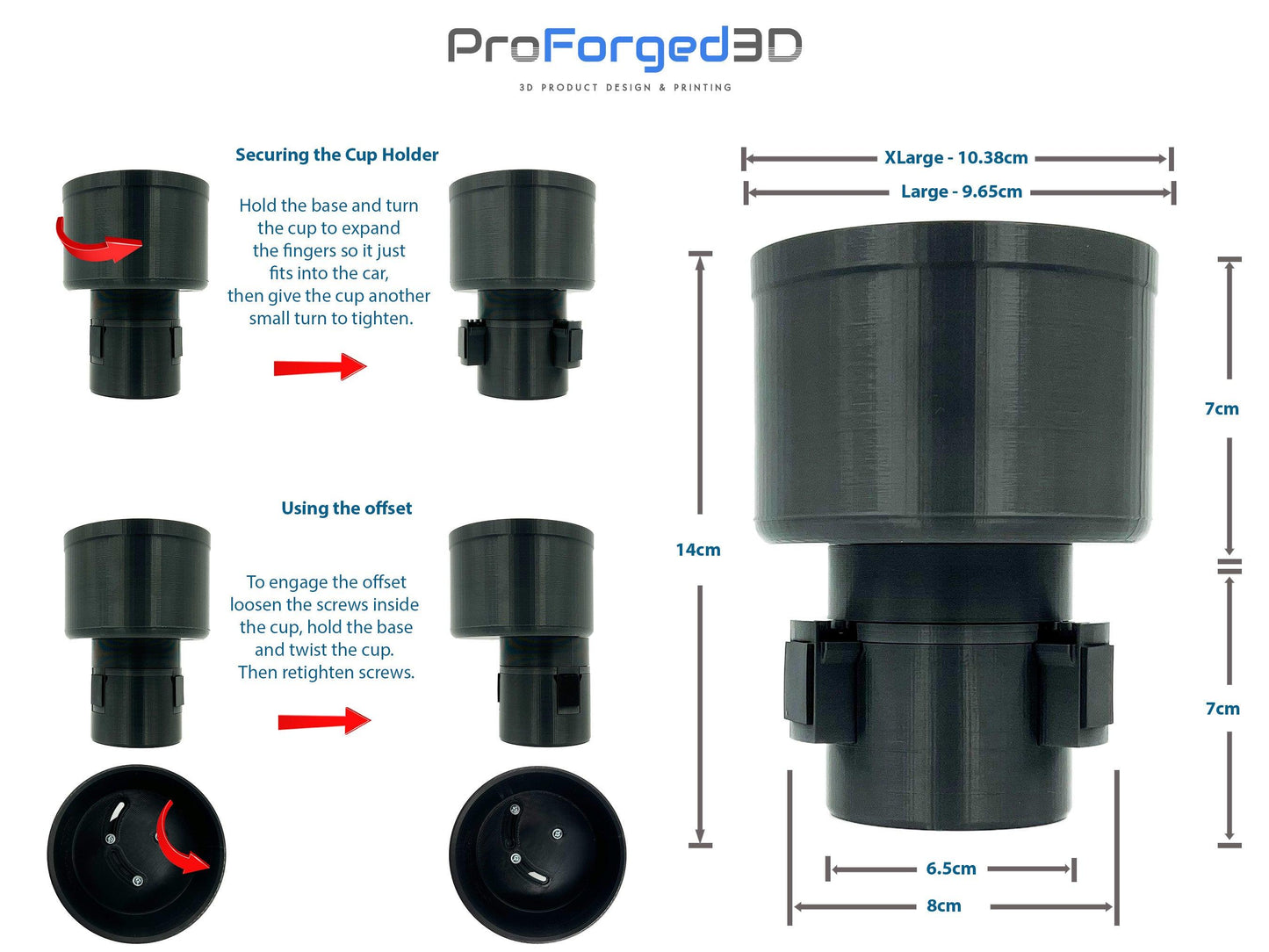 Expandable Car Cup Holder / Adapter (Adjustable) - Suitable for Yeti Rambler Water Bottles